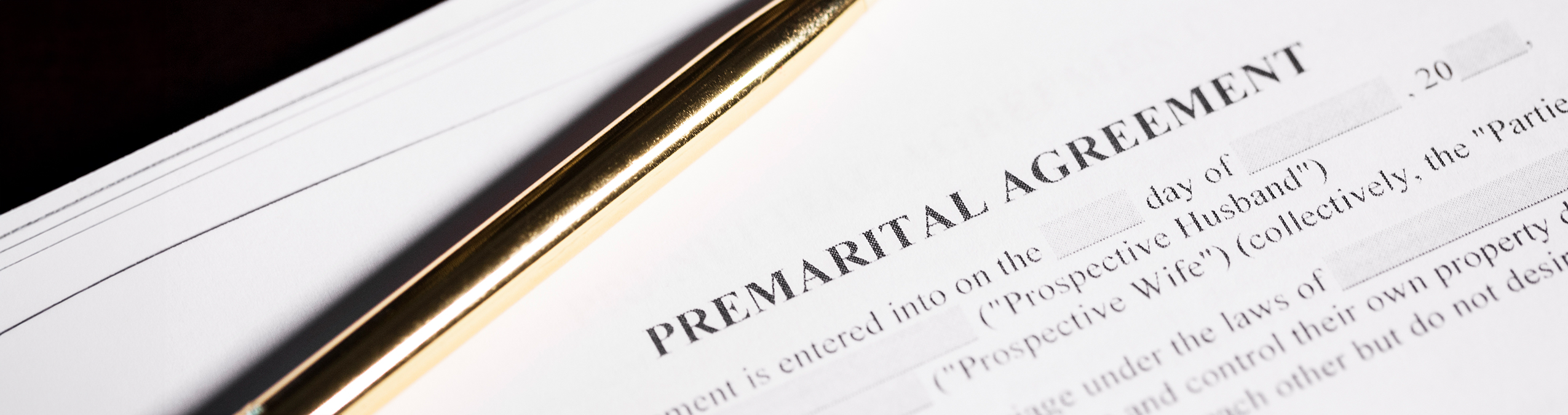 premarital agreement and a gold pen